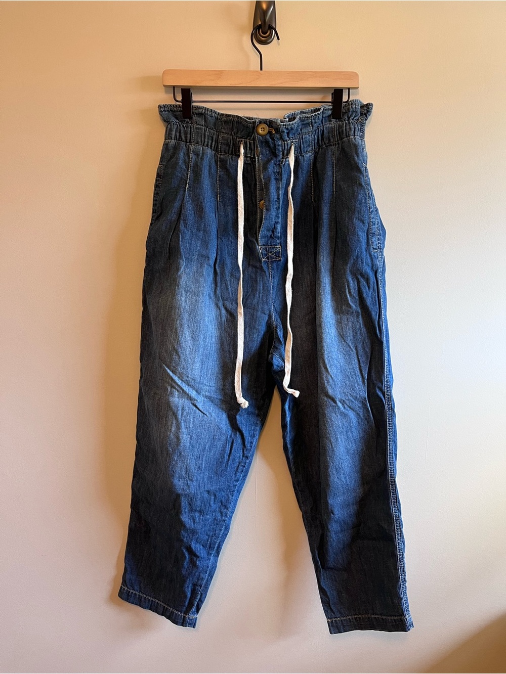 Free People Relaxed Drawstring Denim Jeans